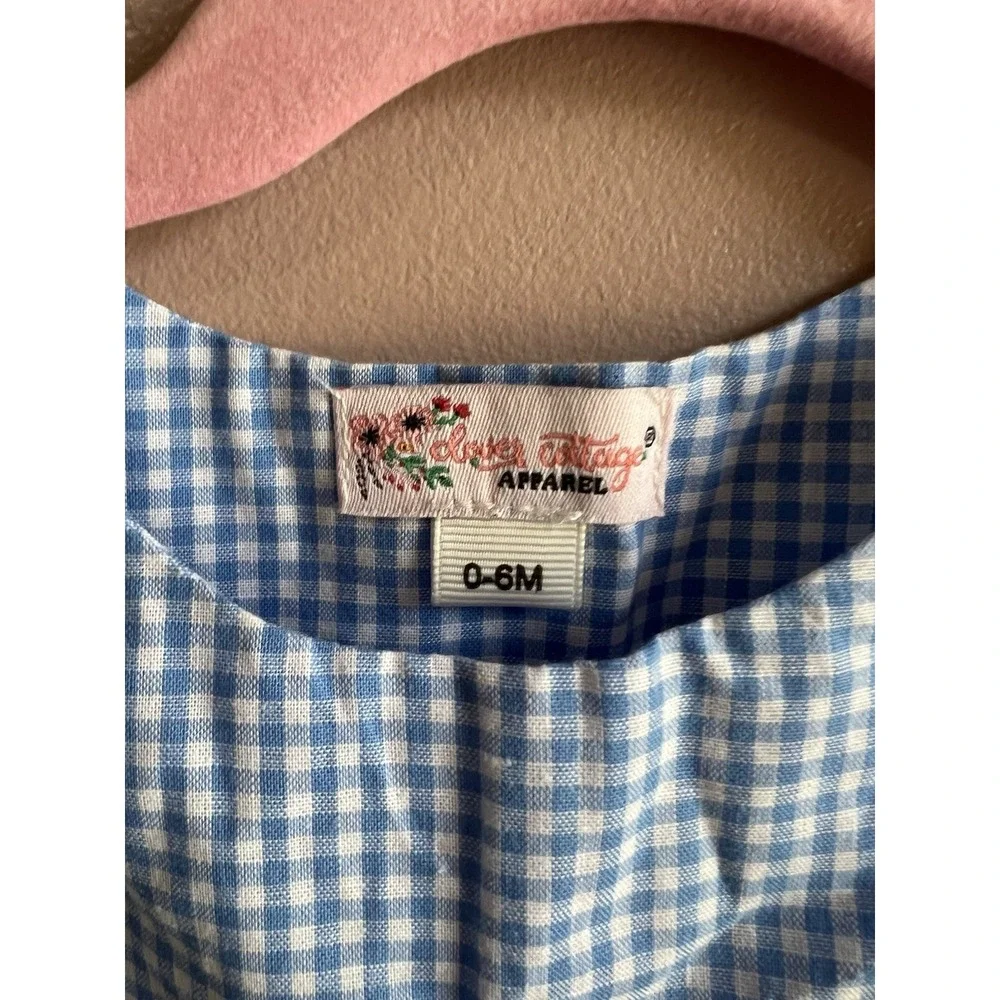 Smocked Nativity Scene Blue Gingham Long-all Jonjon Baby Toddler Size 0-6 Months